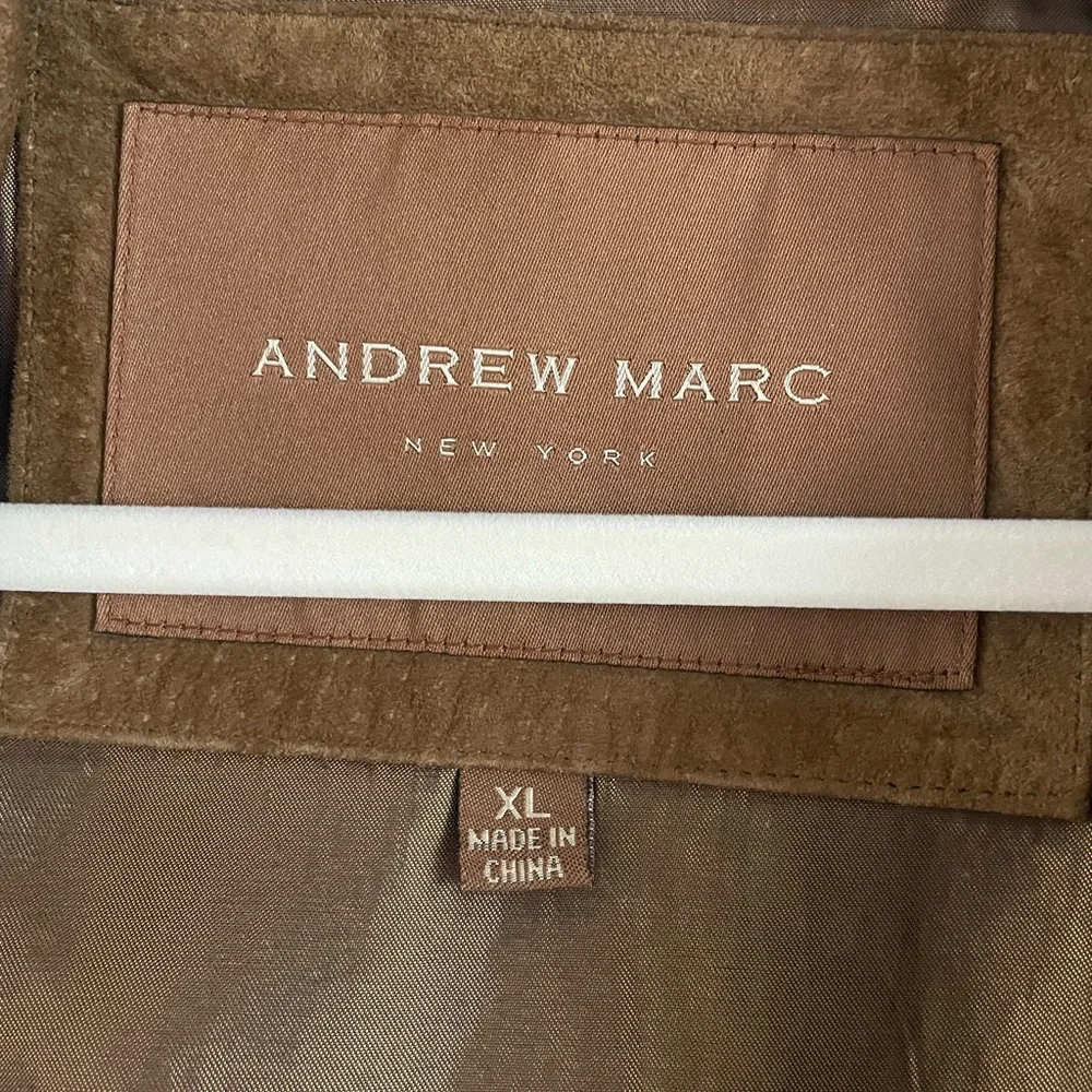 Andrew Marc 100% Leather Tan Suede Oversized Utility Jacket - Picture 8 of 8